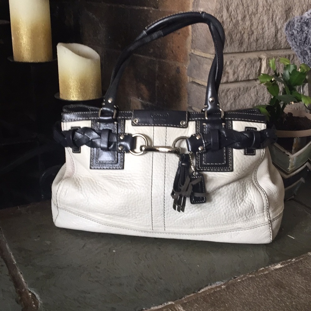 Black and white Coach Purse